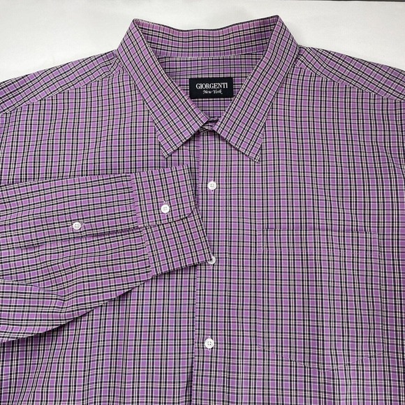 Giorgenti New York Custom Tailored Business Dress Shirt Size 3X 4X Purple Black - Picture 1 of 4